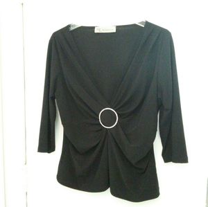 Melanie Lyne gorgeous deep V neck black dressy top